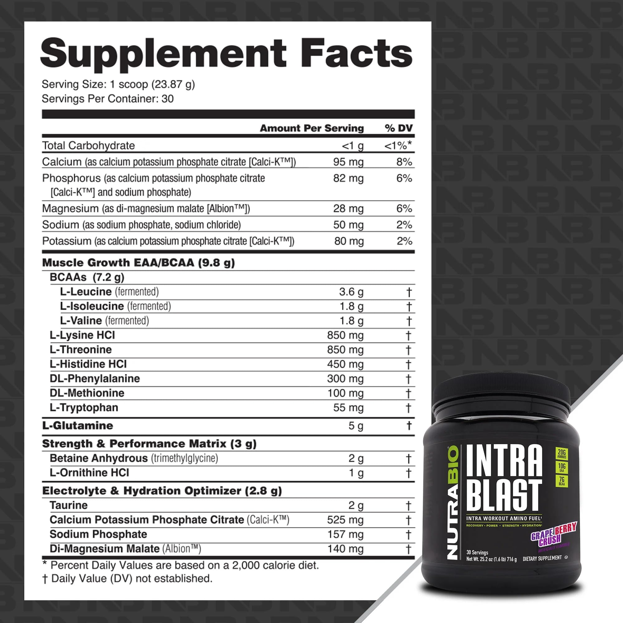 Foto 3 pulgar | Suplemento NutraBio Intra Blast BCAA EAA Electrolito 30 Servicios - Venta Internacional