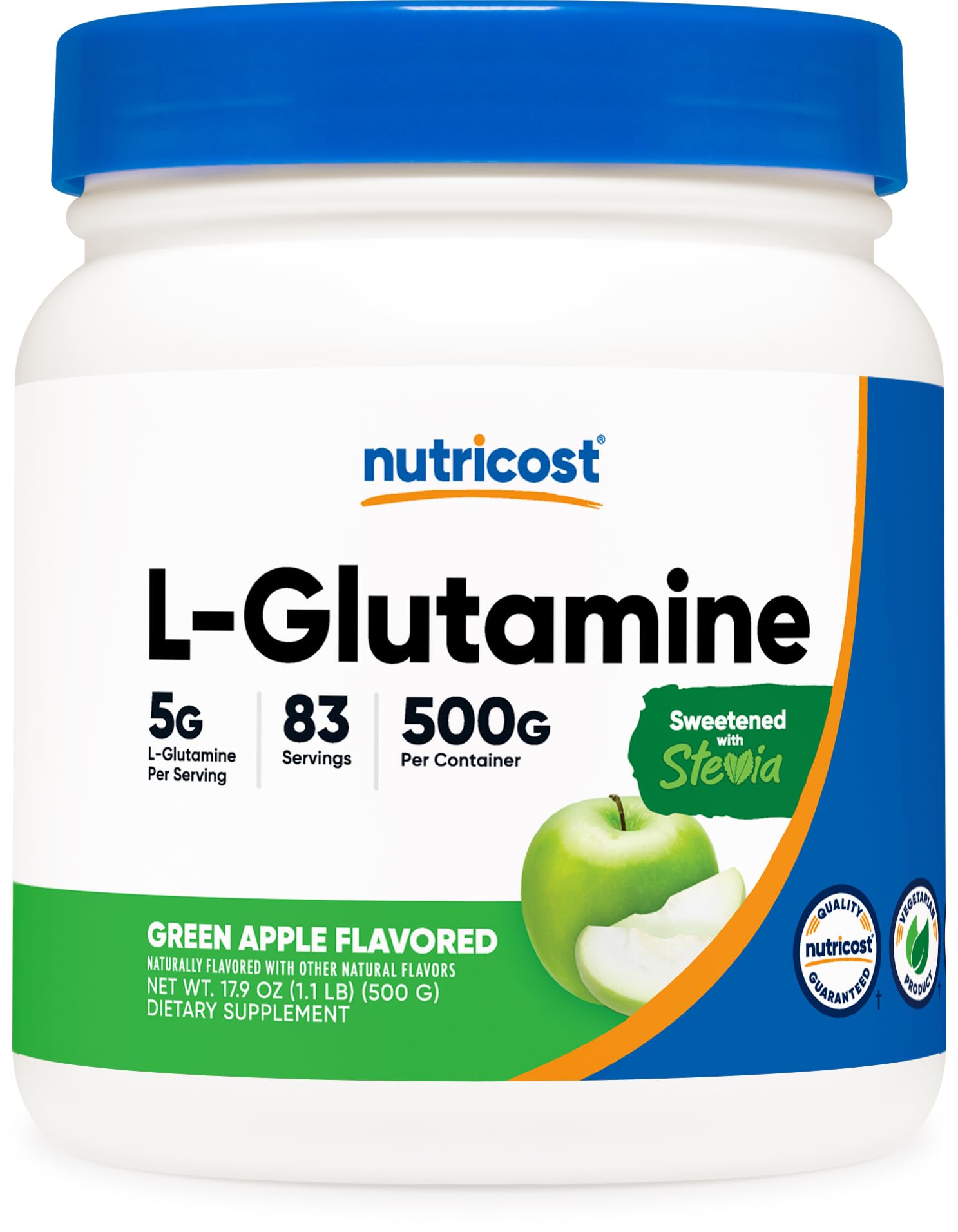 Foto 2 pulgar | Suplemento Nutricost L-glutamina En Polvo, 500 G, Manzana Verde - Venta Internacional.