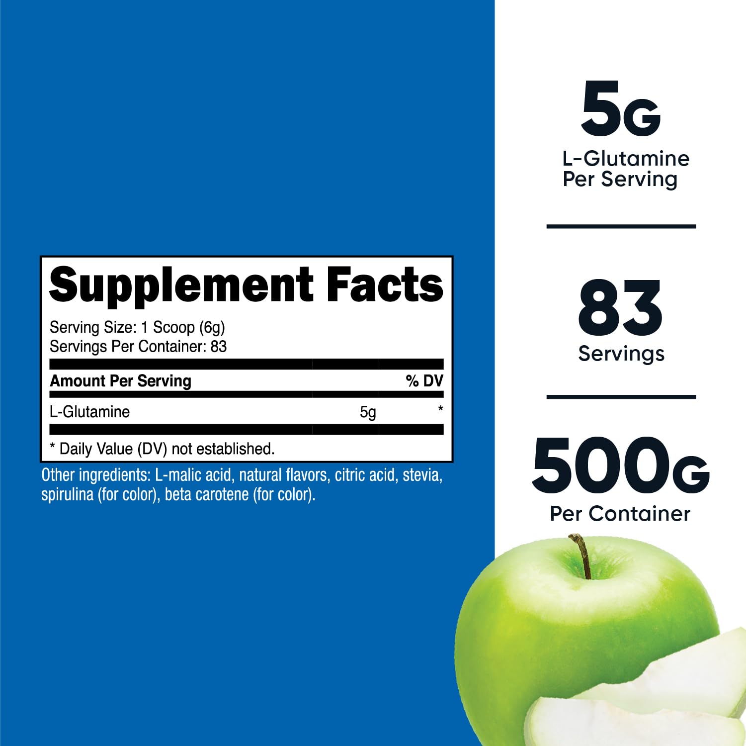 Foto 3 pulgar | Suplemento Nutricost L-glutamina En Polvo, 500 G, Manzana Verde - Venta Internacional.