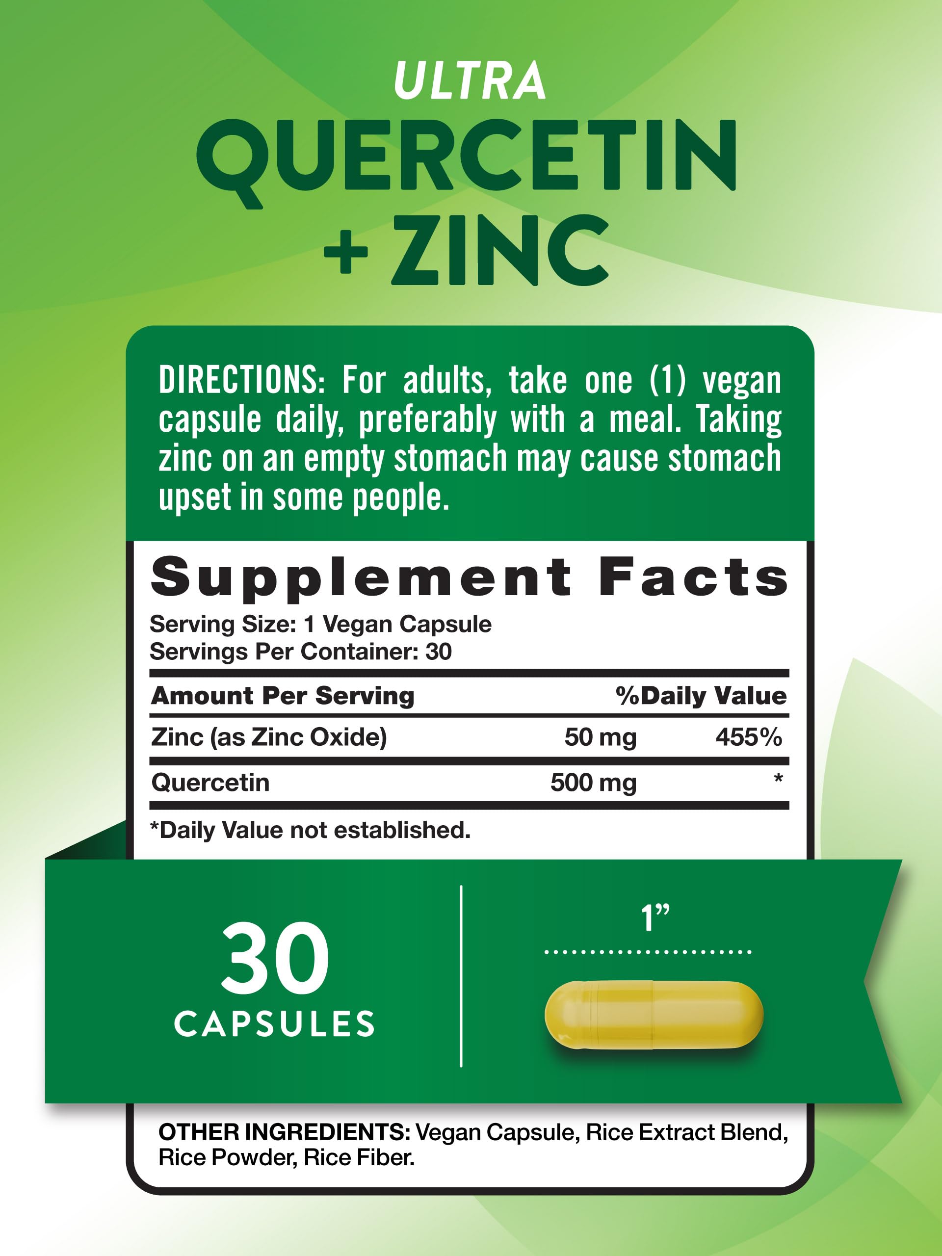 Foto 3 pulgar | Suplemento Nature's Truth Quercetina + Zinc 30 Cápsulas - Venta Internacional.