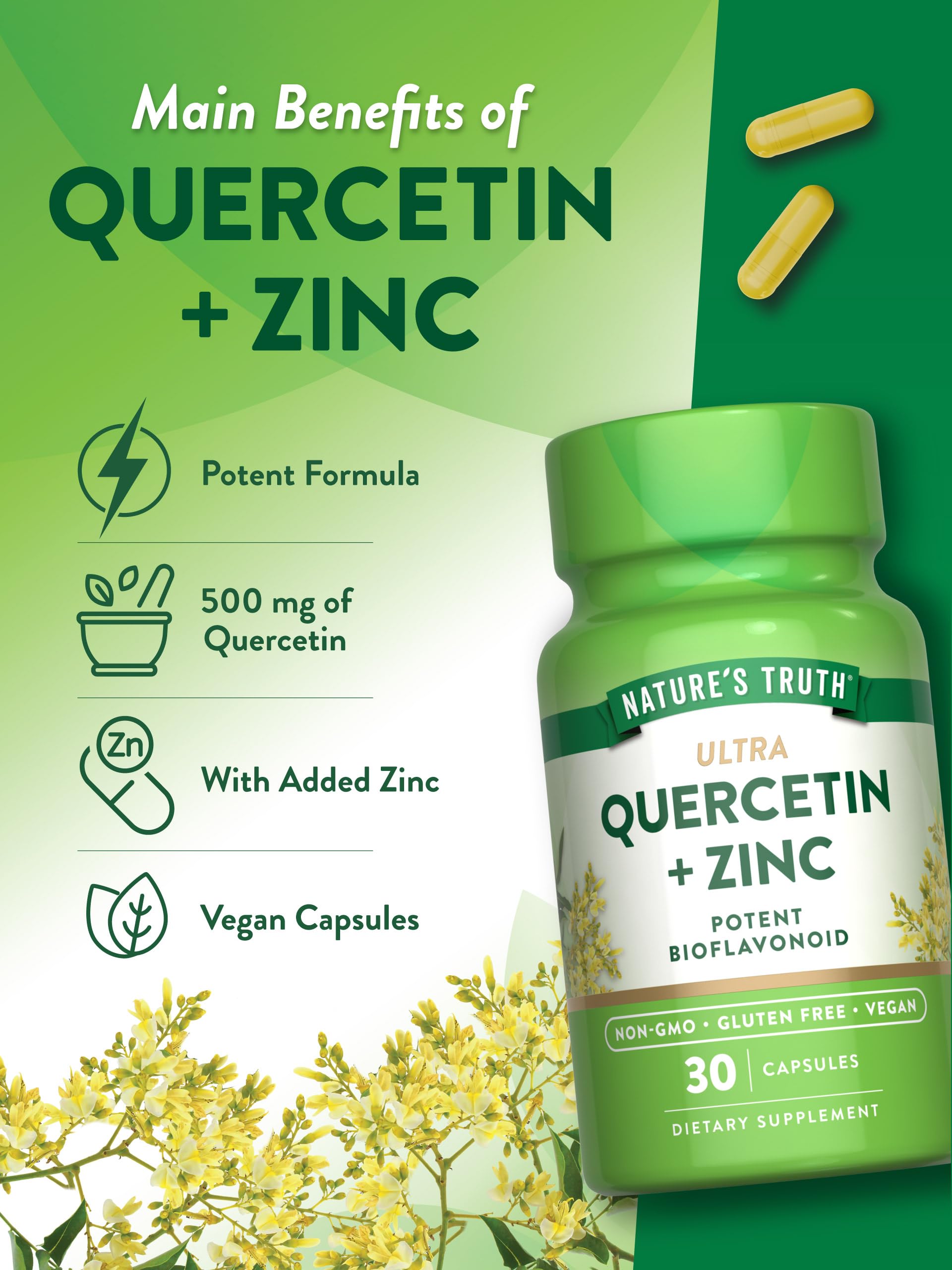 Foto 6 pulgar | Suplemento Nature's Truth Quercetina + Zinc 30 Cápsulas - Venta Internacional.