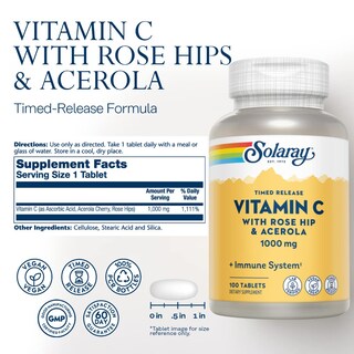 Foto 2 | Cápsulas De Vitamina C Solaray De 1000 Mg De Liberación Prolongada Con Rosa Mosqueta - Venta Internacional.