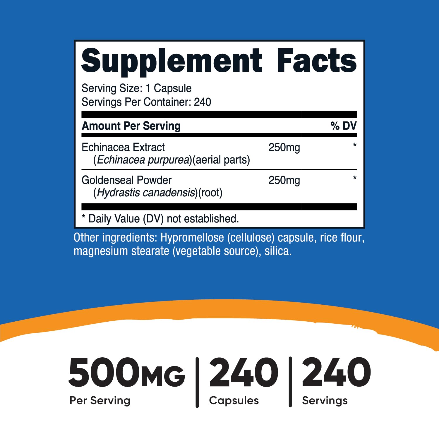 Foto 3 pulgar | Suplemento Nutricost De Equinácea Y Raíz De Sello Dorado, 500 Mg, 240 Cápsulas - Venta Internacional.