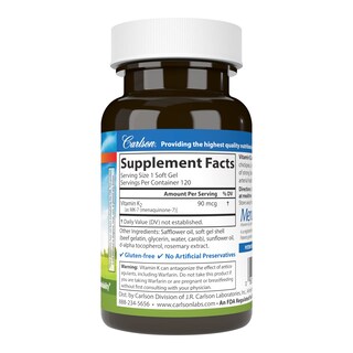Foto 2 | Suplemento Carlson Vitamina K2 Mk-7 90 Mcg 120 Cápsulas Blandas - Venta Internacional.