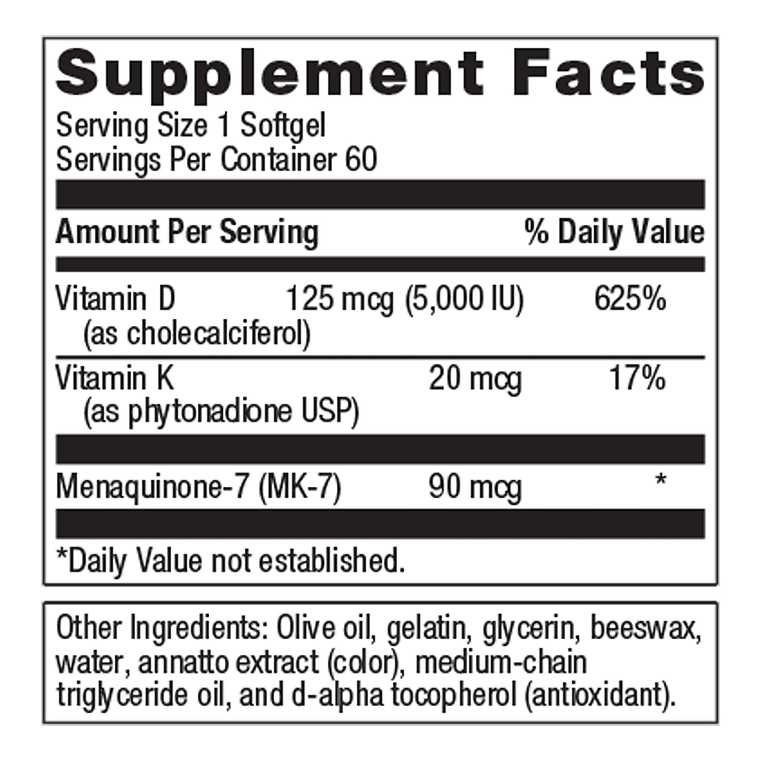 Foto 3 pulgar | Suplemento Metagenics De Vitamina D3 + K 5000 Ui 60 Cápsulas Blandas - Venta Internacional.