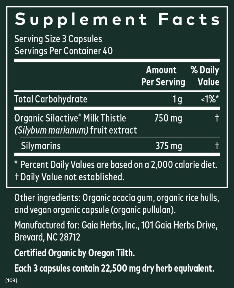 Foto 3 pulgar | Suplemento Gaia Herbs Milk Thistle Liver 120 Cápsulas Veganas - Venta Internacional.