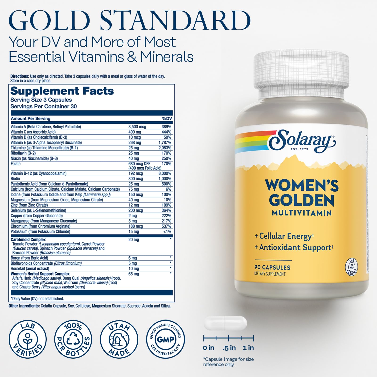 Foto 3 pulgar | Suplemento Solaray Golden Multi-vita-min 90 Cápsulas Para Mujer - Venta Internacional.
