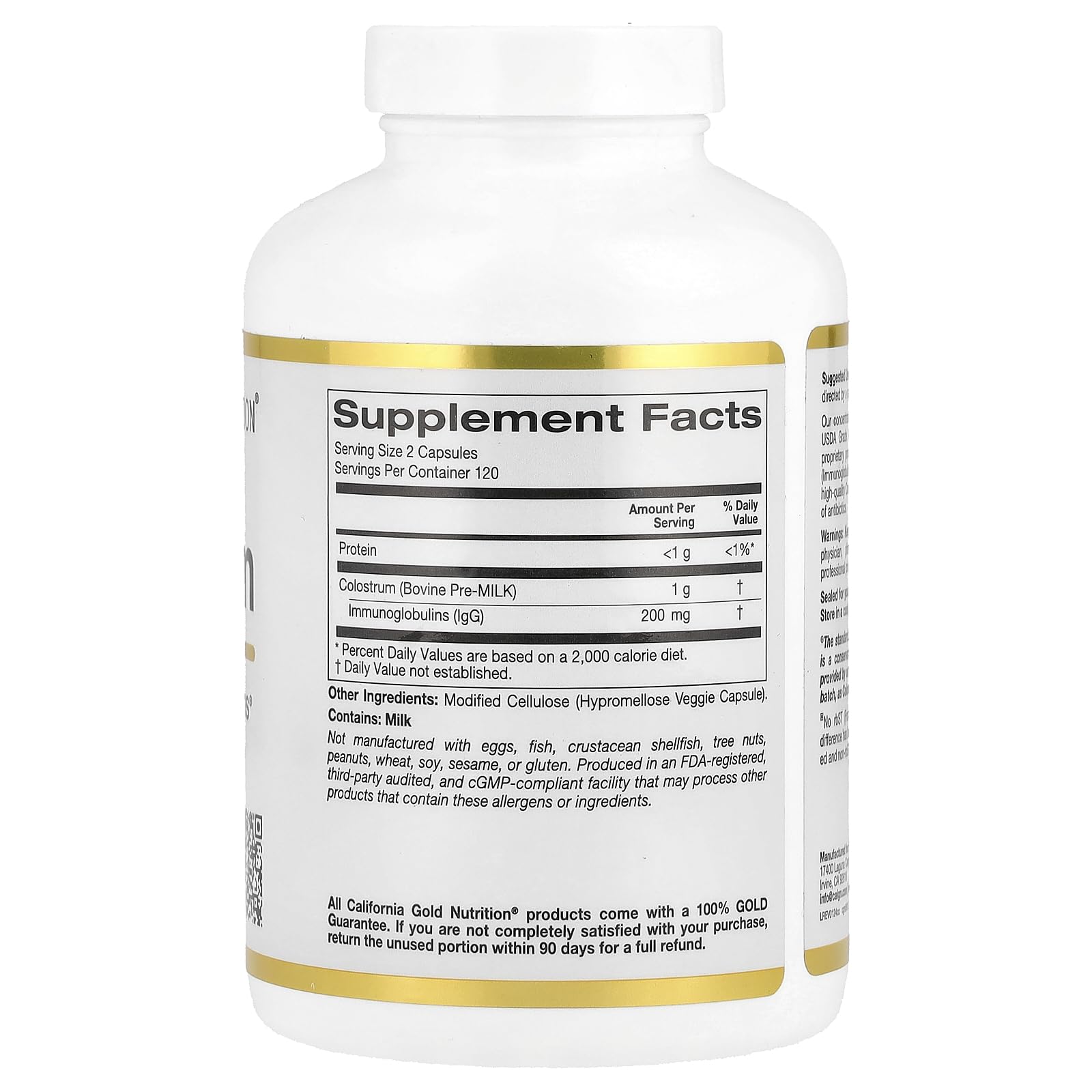 Foto 3 pulgar | Suplemento De Calostro De California Gold Nutrition 240 Cápsulas - Venta Internacional.