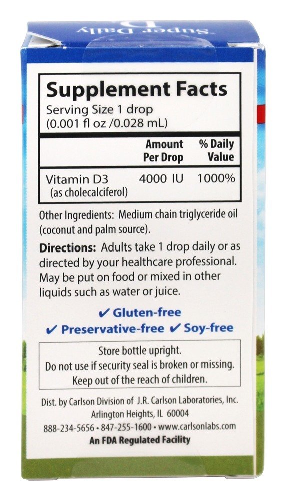 Foto 4 pulgar | Suplemento Super Daily D3 De Carlson Labs, 4000 Ui, 10 Ml - Venta Internacional.