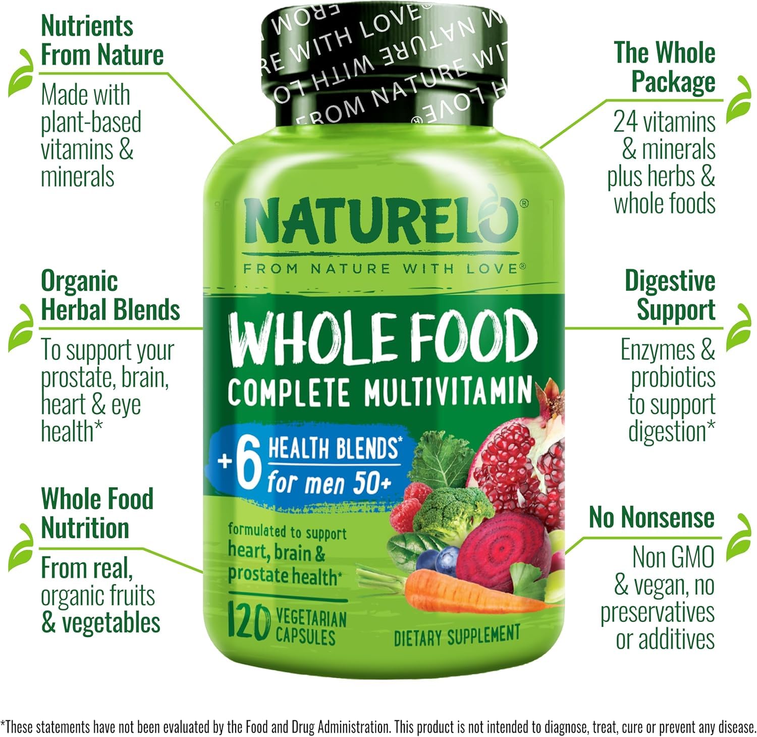 Foto 6 pulgar | Multivitamínico Naturelo Whole Food Para Hombres 50+ 120 Cápsulas - Venta Internacional.