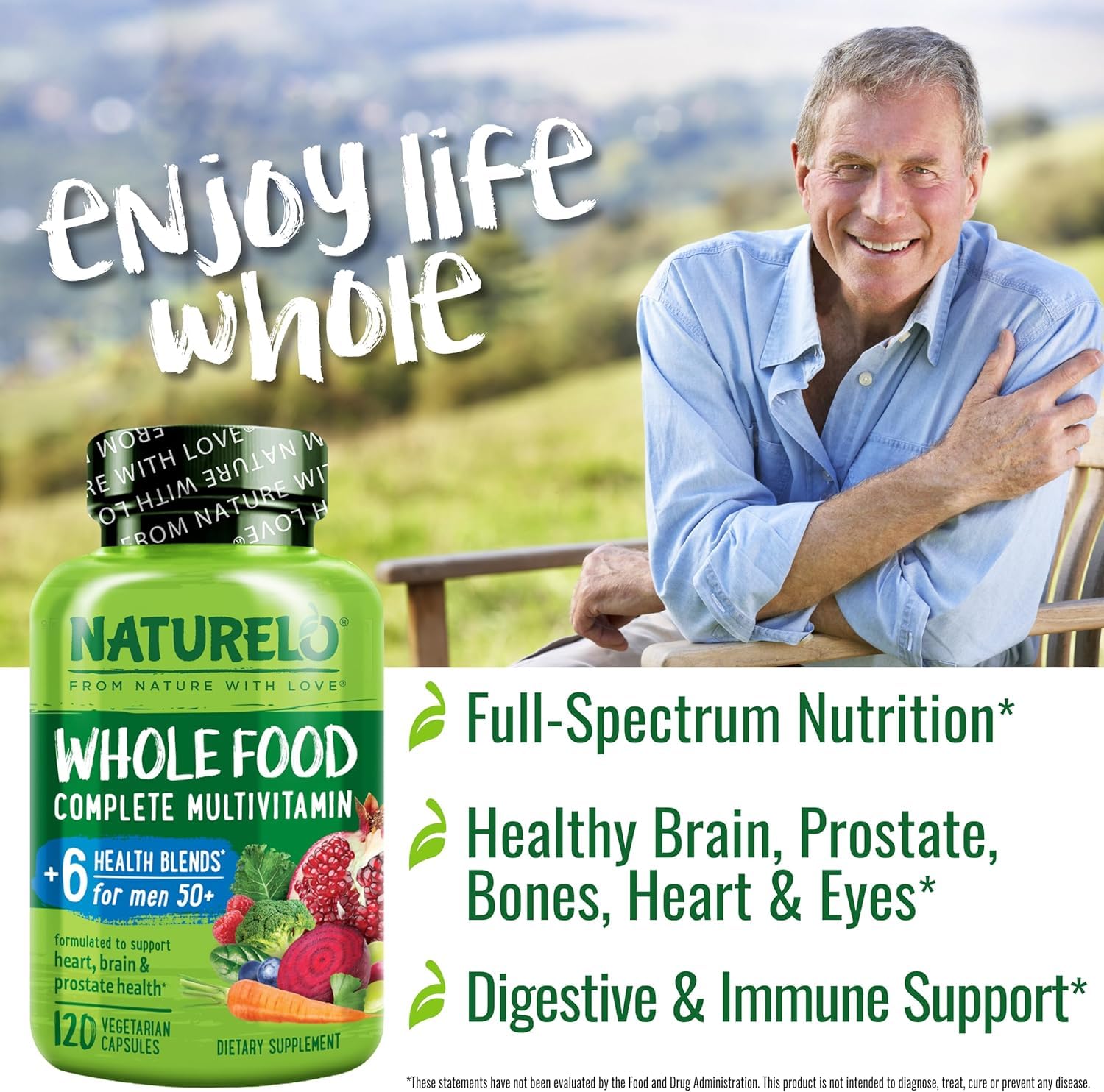 Foto 8 pulgar | Multivitamínico Naturelo Whole Food Para Hombres 50+ 120 Cápsulas - Venta Internacional.