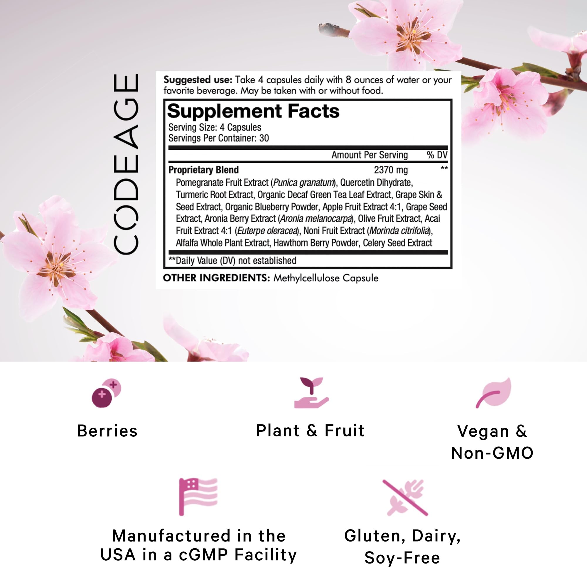 Foto 3 pulgar | Suplemento Codeage Polyphenols Broad Spectrum 120 Cápsulas - Venta Internacional.