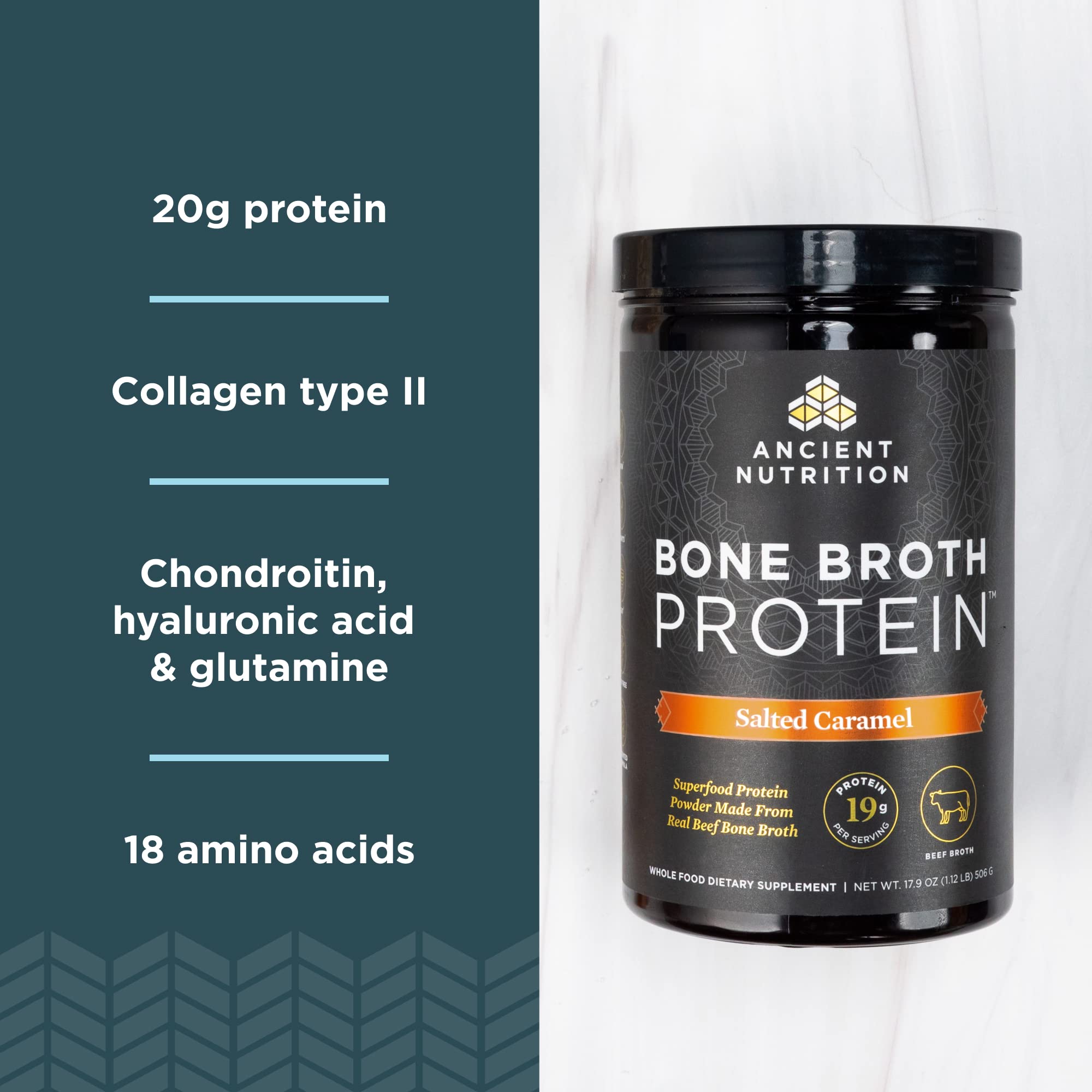 Foto 4 pulgar | Caldo De Huesos, Proteína En Polvo, Caramelo Salado De Ancient Nutrition - Venta Internacional.