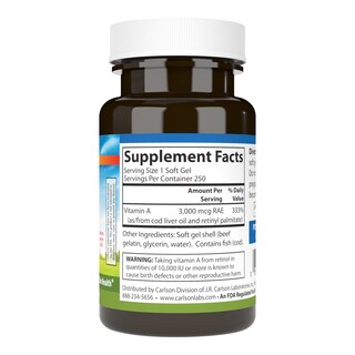 Foto 2 | Suplemento Carlson De Vitamina A De 10.000 Ui (3000 Mcg Rae) 250 Cápsulas Blandas - Venta Internacional.