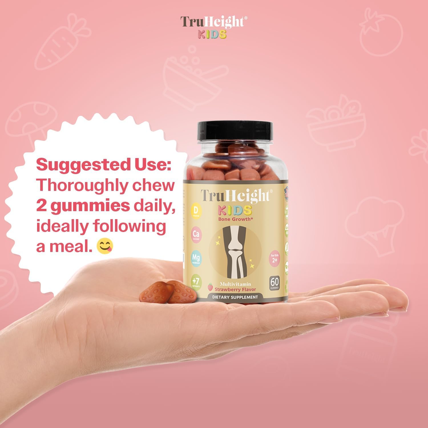 Foto 4 | Gummies Truheight Kids Bone Growth Fresa 60 Gomitas - Venta Internacional.