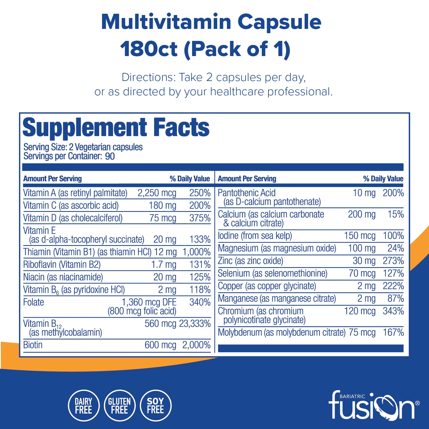 Foto 2 | Suplemento Multivitamínico Bariátrico Bariatric Fusion 180 Cápsulas - Venta Internacional.