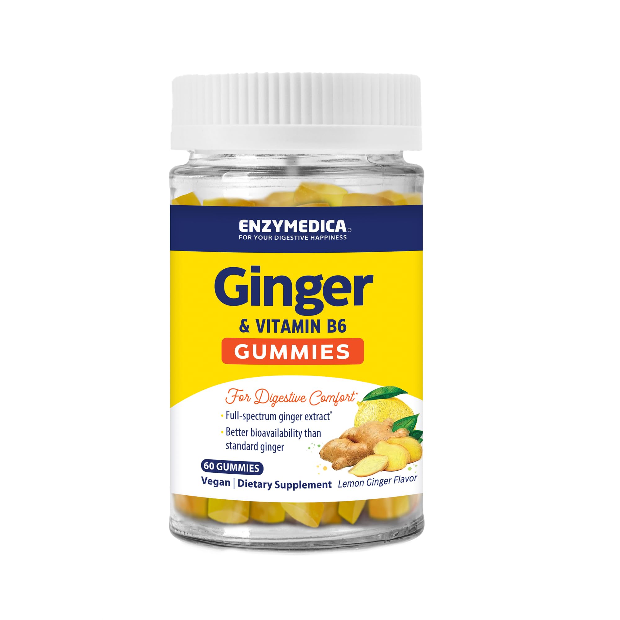 Foto 2 pulgar | Gomitas De Jengibre Y Vitamina B6 Supplement Enzymedica, 60 Unidades - Venta Internacional.