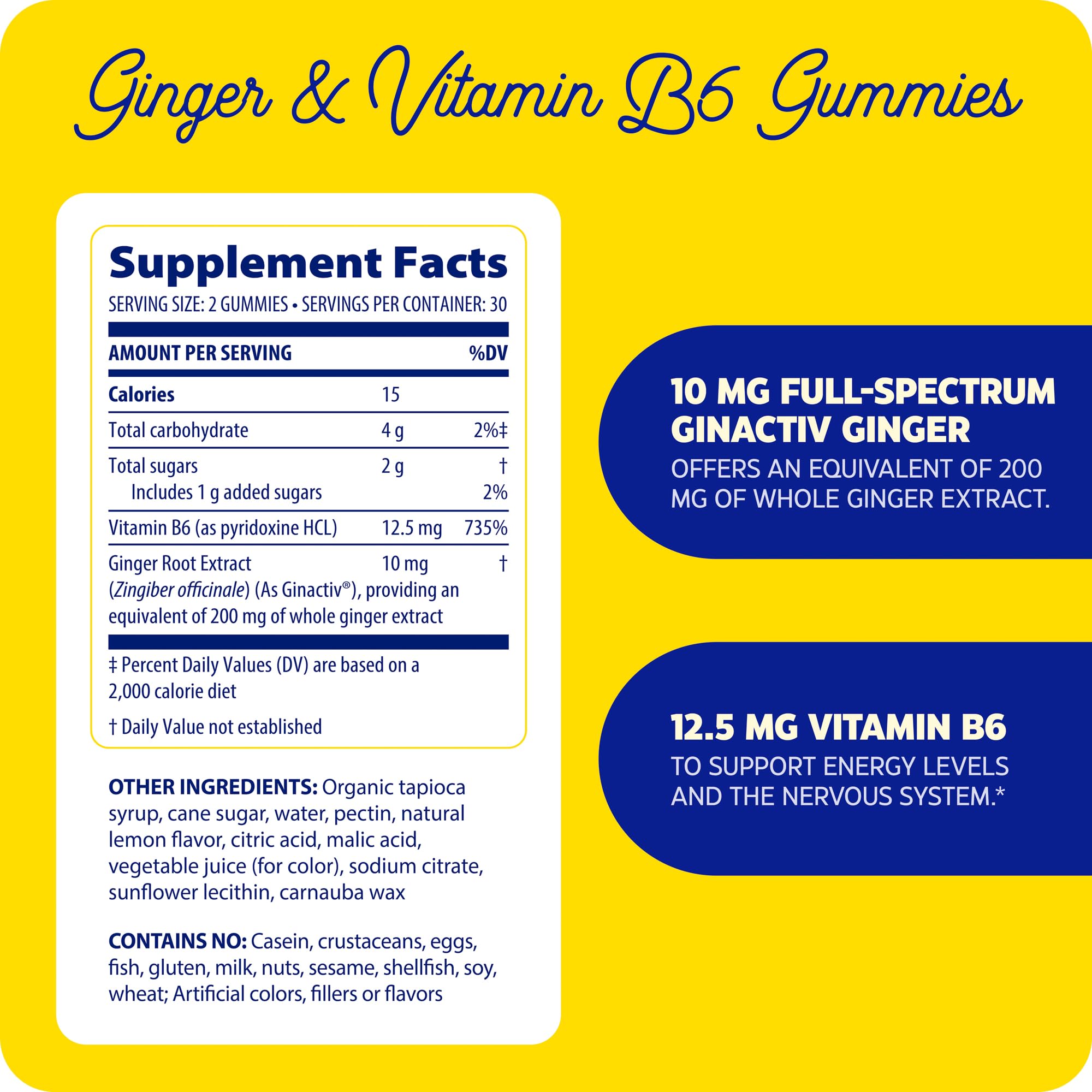 Foto 3 pulgar | Gomitas De Jengibre Y Vitamina B6 Supplement Enzymedica, 60 Unidades - Venta Internacional.