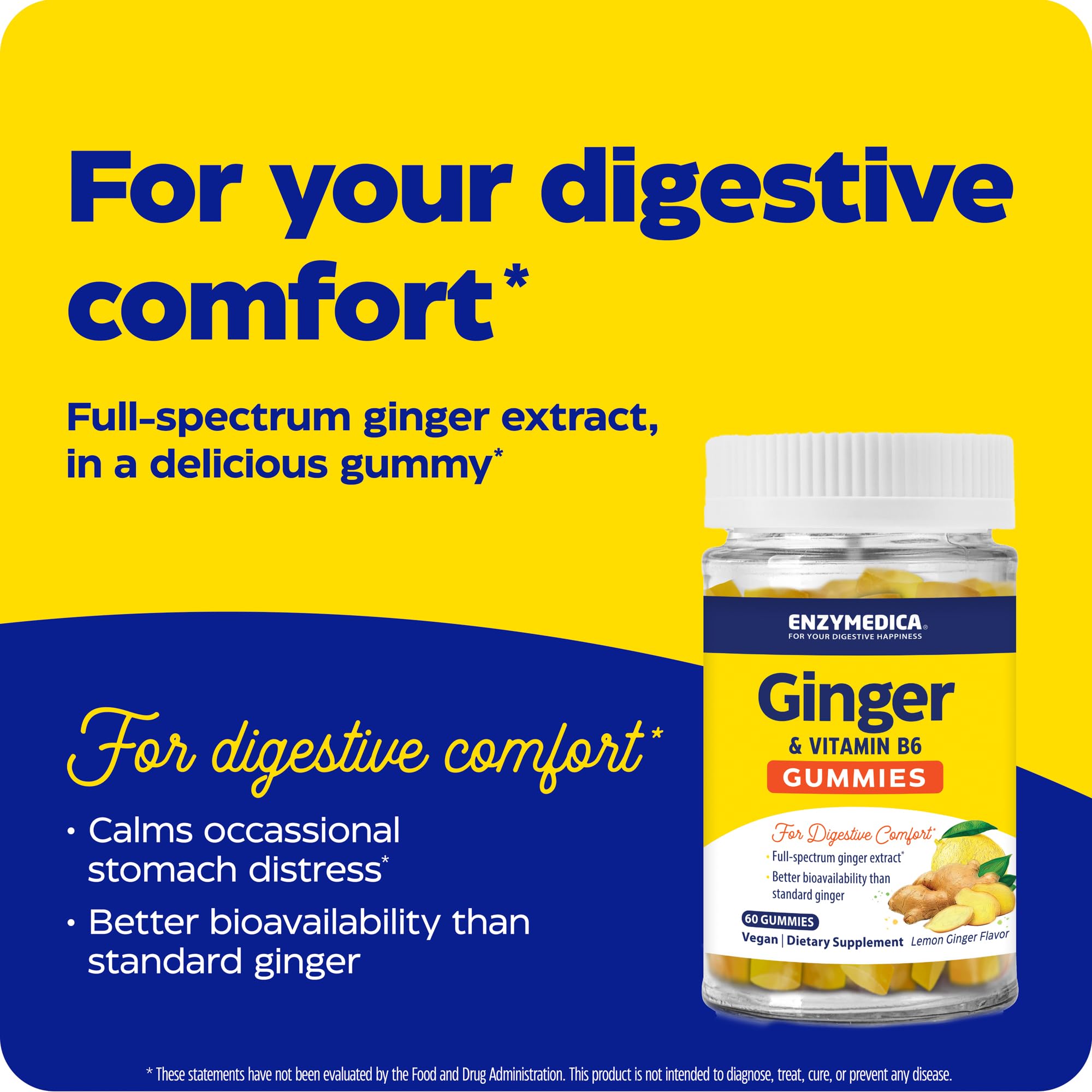 Foto 4 pulgar | Gomitas De Jengibre Y Vitamina B6 Supplement Enzymedica, 60 Unidades - Venta Internacional.