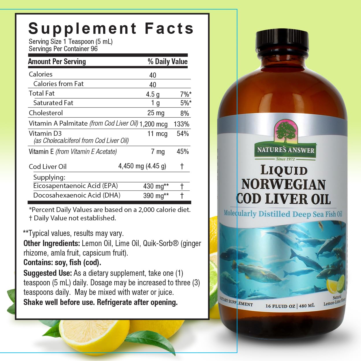Foto 4 pulgar | Suplemento De Aceite De Hígado De Bacalao De Nature's Answer, 473 Ml - Venta Internacional.
