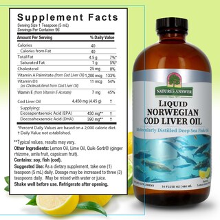 Foto 3 | Suplemento De Aceite De Hígado De Bacalao De Nature's Answer, 473 Ml - Venta Internacional.