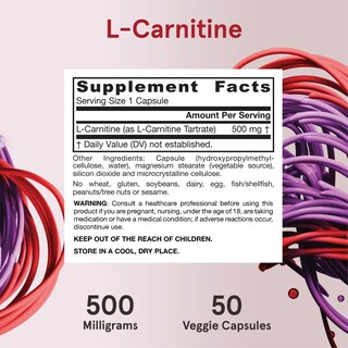Foto 6 | Suplemento Jarrow Formulas L-carnitina 500 Mg 50 Cápsulas Vegetarianas - Venta Internacional.