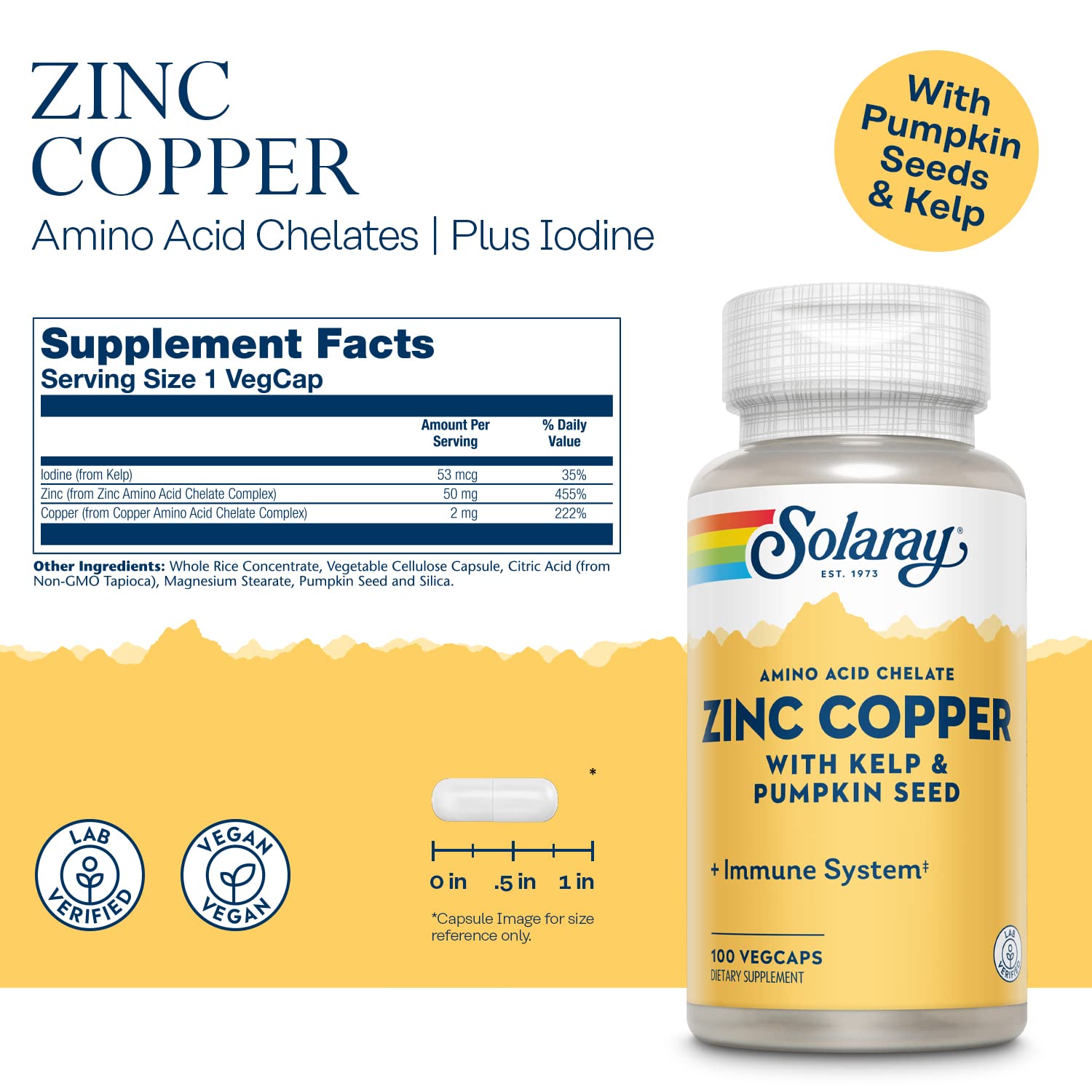 Foto 3 pulgar | Suplemento Solaray De Zinc Y Cobre, 50 Mg/2 Mg, 100 Cápsulas Vegetales - Venta Internacional.