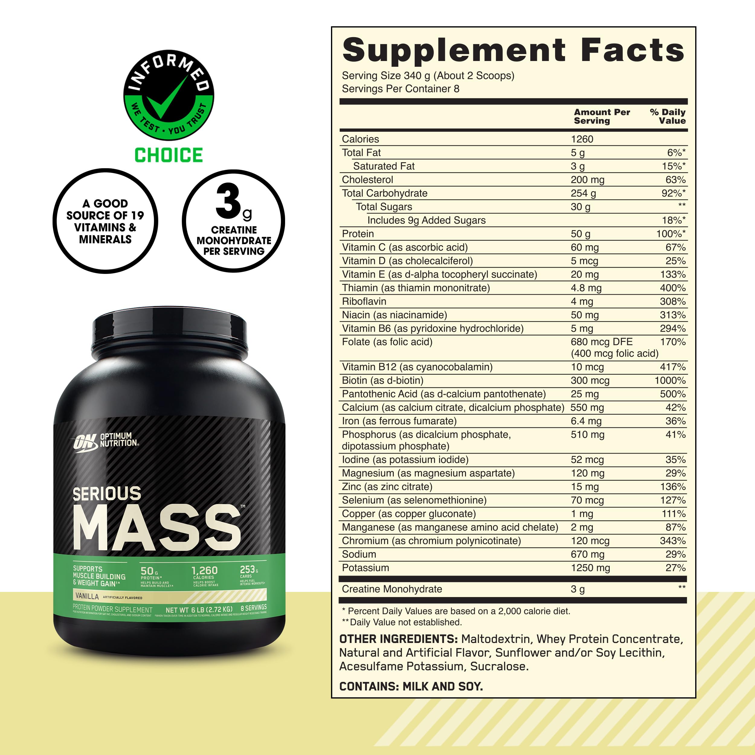 Foto 4 pulgar | Proteína En Polvo Para Ganar Peso Optimum Nutrition Serious Mass - Venta Internacional.