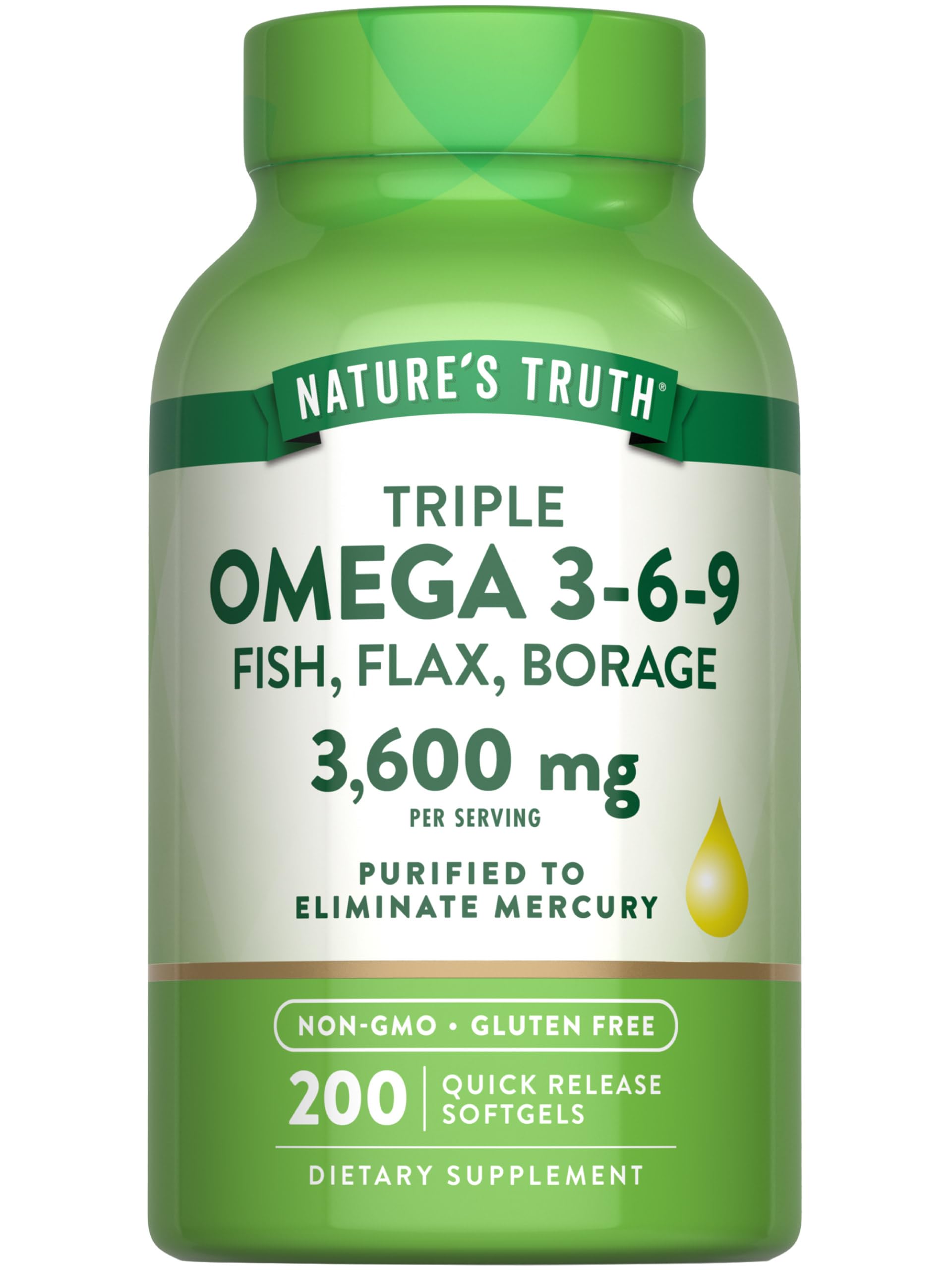 Foto 2 pulgar | Suplemento Nature's Truth Triple Omega 3 6 9 3600 Mg 200 Cápsulas Blandas - Venta Internacional.