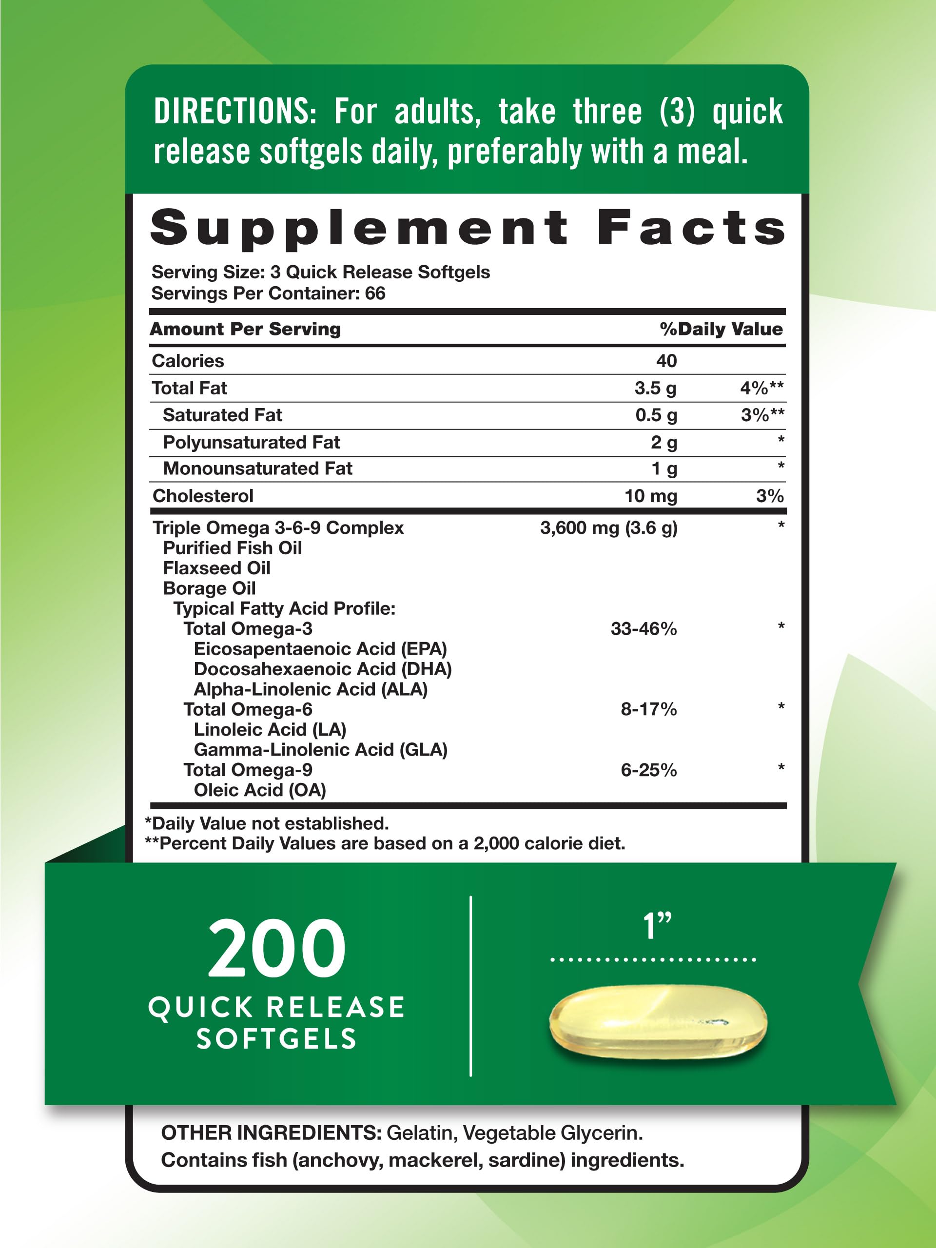 Foto 3 pulgar | Suplemento Nature's Truth Triple Omega 3 6 9 3600 Mg 200 Cápsulas Blandas - Venta Internacional.
