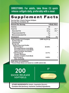 Foto 2 | Suplemento Nature's Truth Triple Omega 3 6 9 3600 Mg 200 Cápsulas Blandas - Venta Internacional.