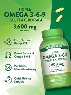 Foto 5 | Suplemento Nature's Truth Triple Omega 3 6 9 3600 Mg 200 Cápsulas Blandas - Venta Internacional.