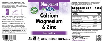 Foto 2 | Suplemento Bluebonnet Calcio Magnesio Zinc 180 Cápsulas - Venta Internacional.
