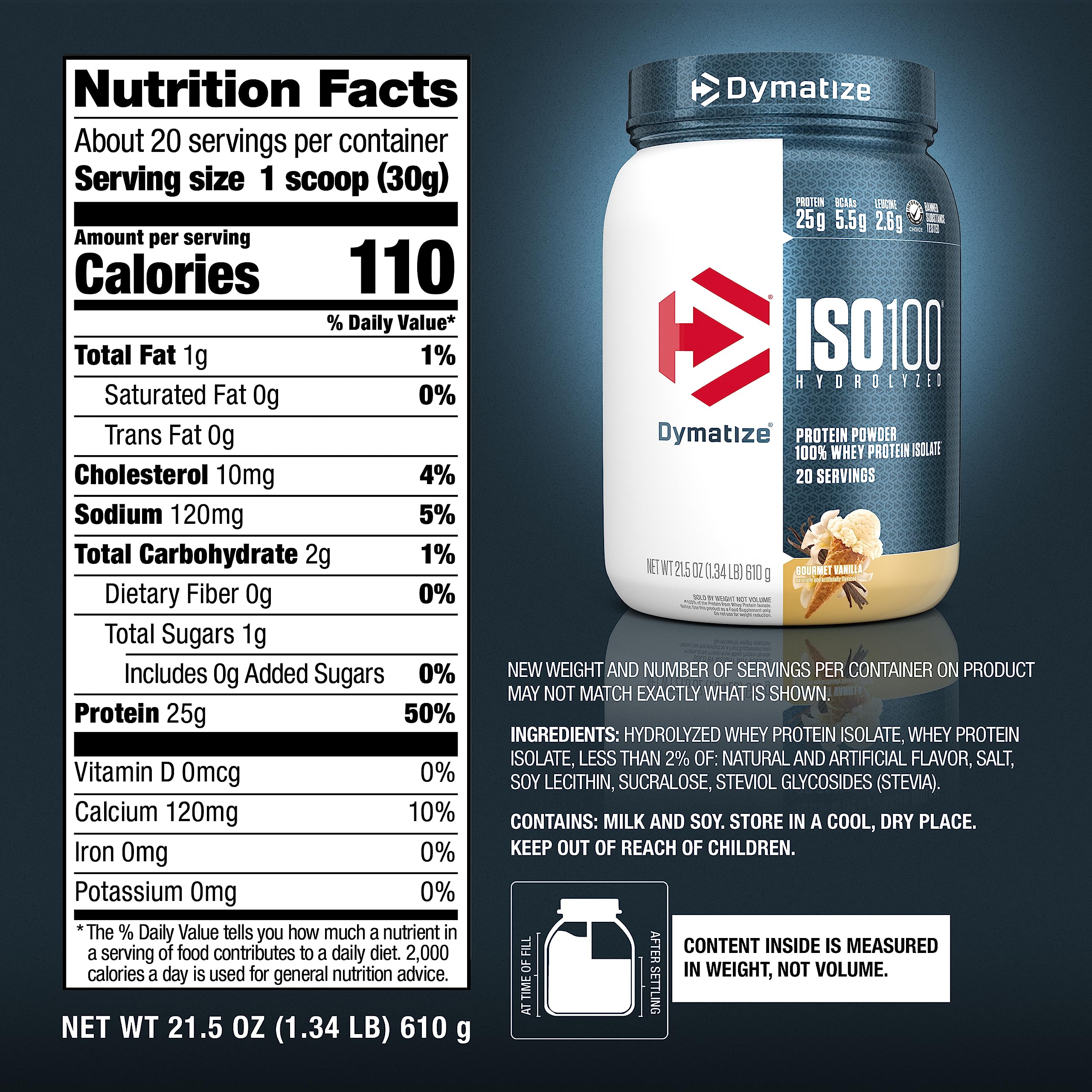 Foto 7 pulgar | Proteína De Suero En Polvo Dymatize Iso100 Gourmet Vanilla 725g - Venta Internacional.