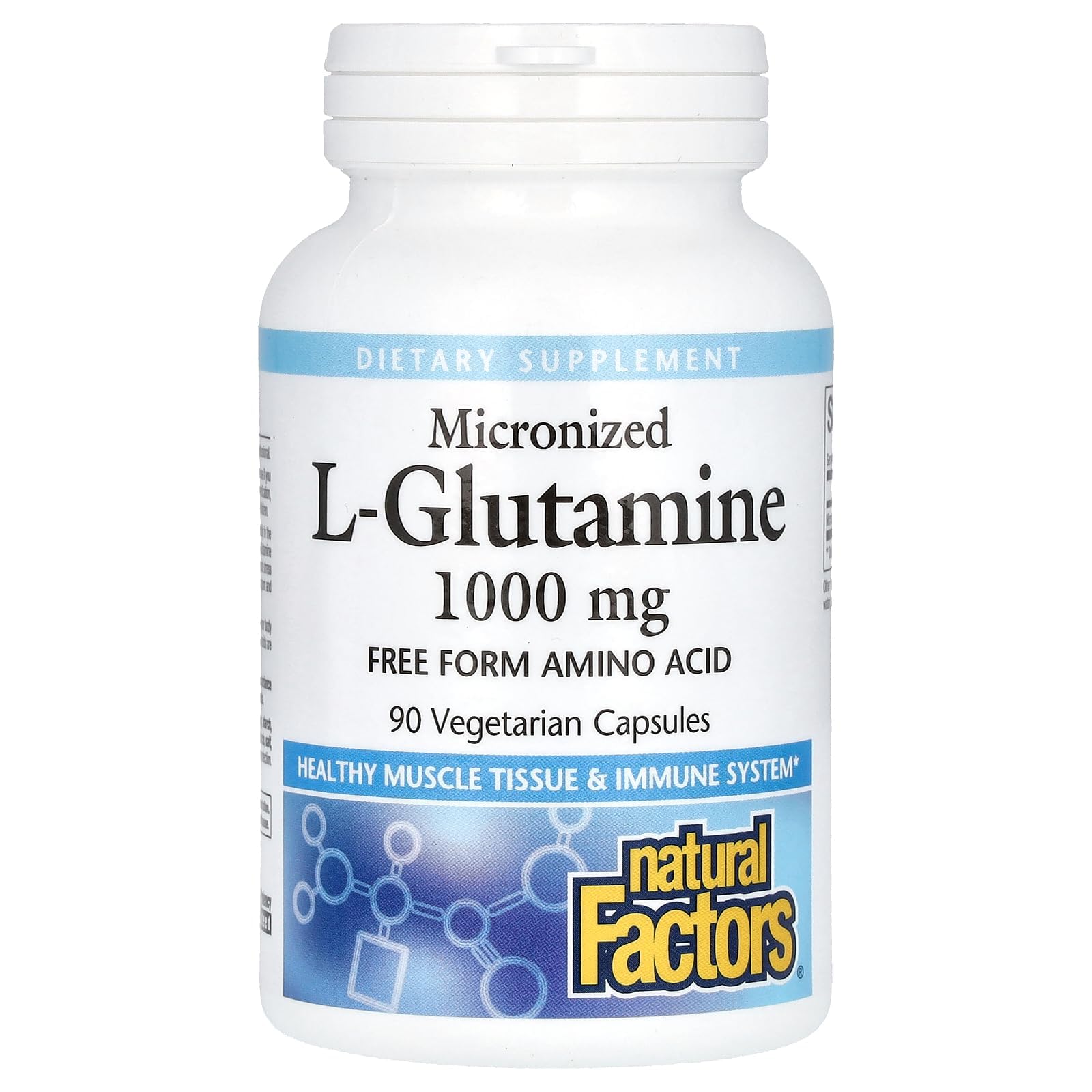 Foto 2 pulgar | Suplemento Natural Factors De L-glutamina Micronizada 1000 Mg 90 Cápsulas - Venta Internacional.