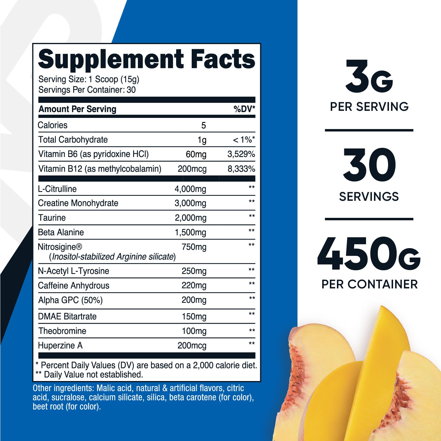 Foto 3 pulgar | Complejo Pre-c Nutricost Pre-c Con Creatina, 450 G, Melocotón Y Mango - Venta Internacional.