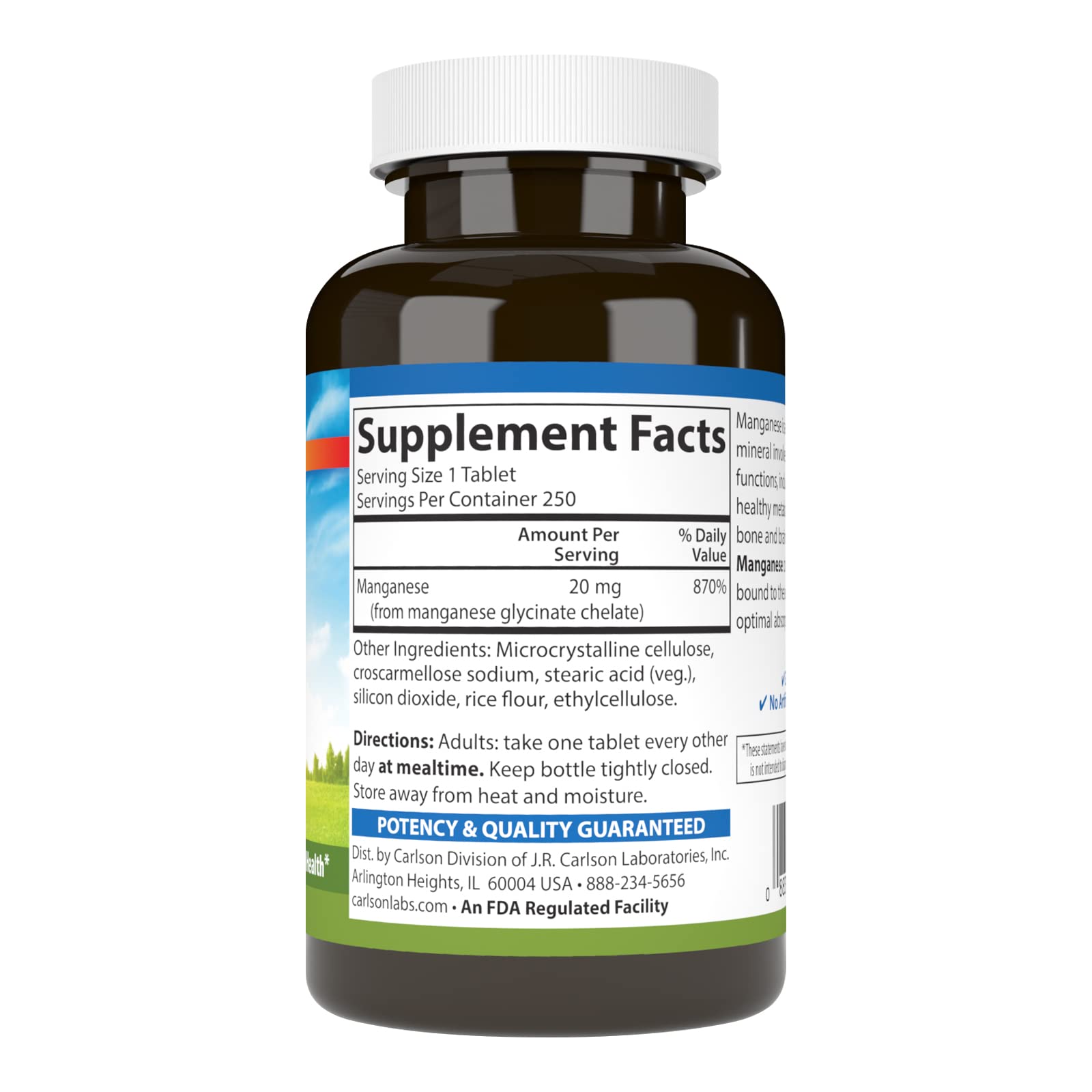 Foto 3 pulgar | Suplemento Carlson Quelated Manganeso 20 Mg 250 Comprimidos - Venta Internacional.