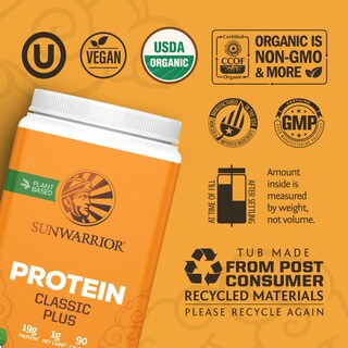 Foto 3 | Proteína En Polvo Sunwarrior Classic Plus Organic Vegan 30 Dosis - Venta Internacional.