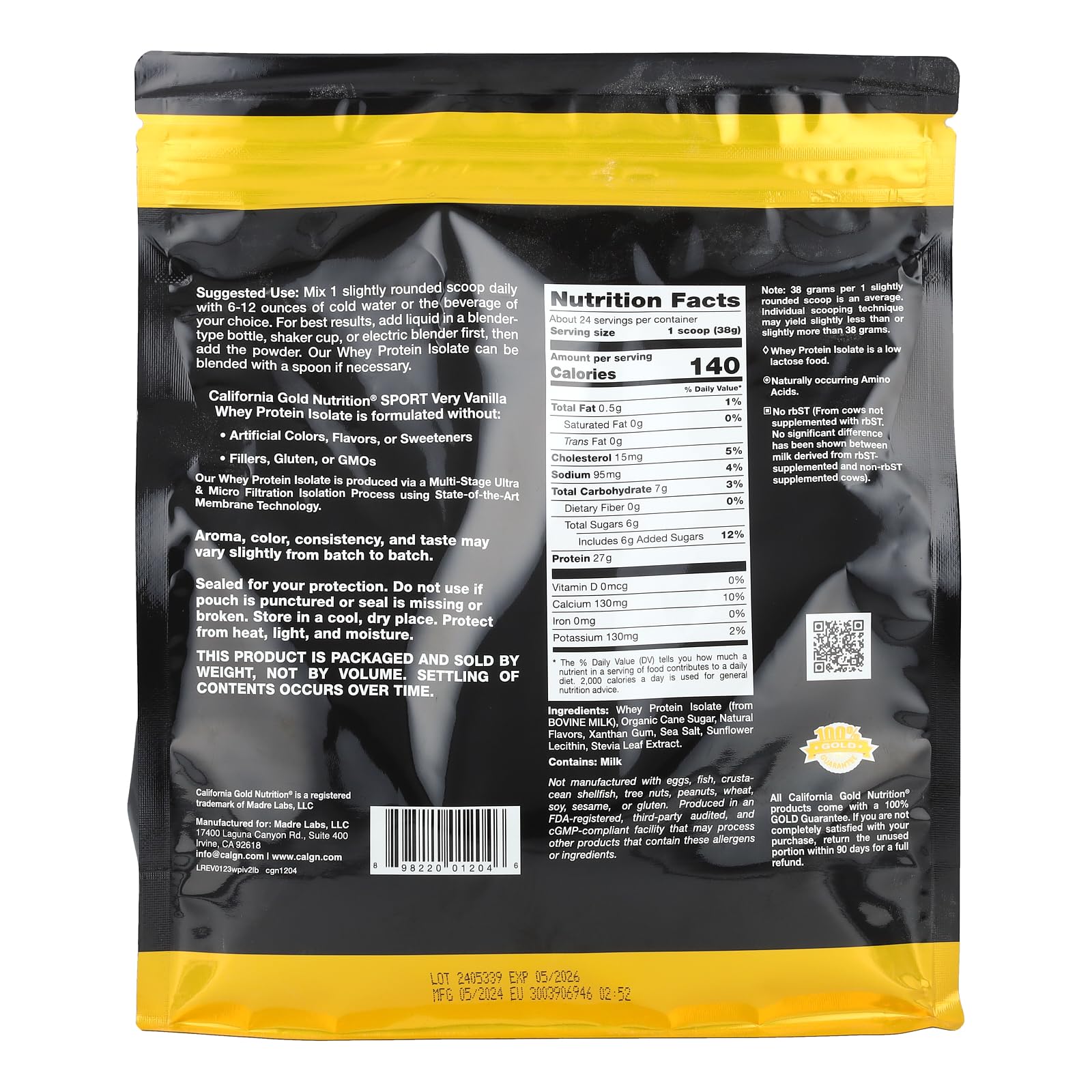 Foto 3 pulgar | Proteína De Suero Aislada California Gold Nutrition 907 G - Venta Internacional.