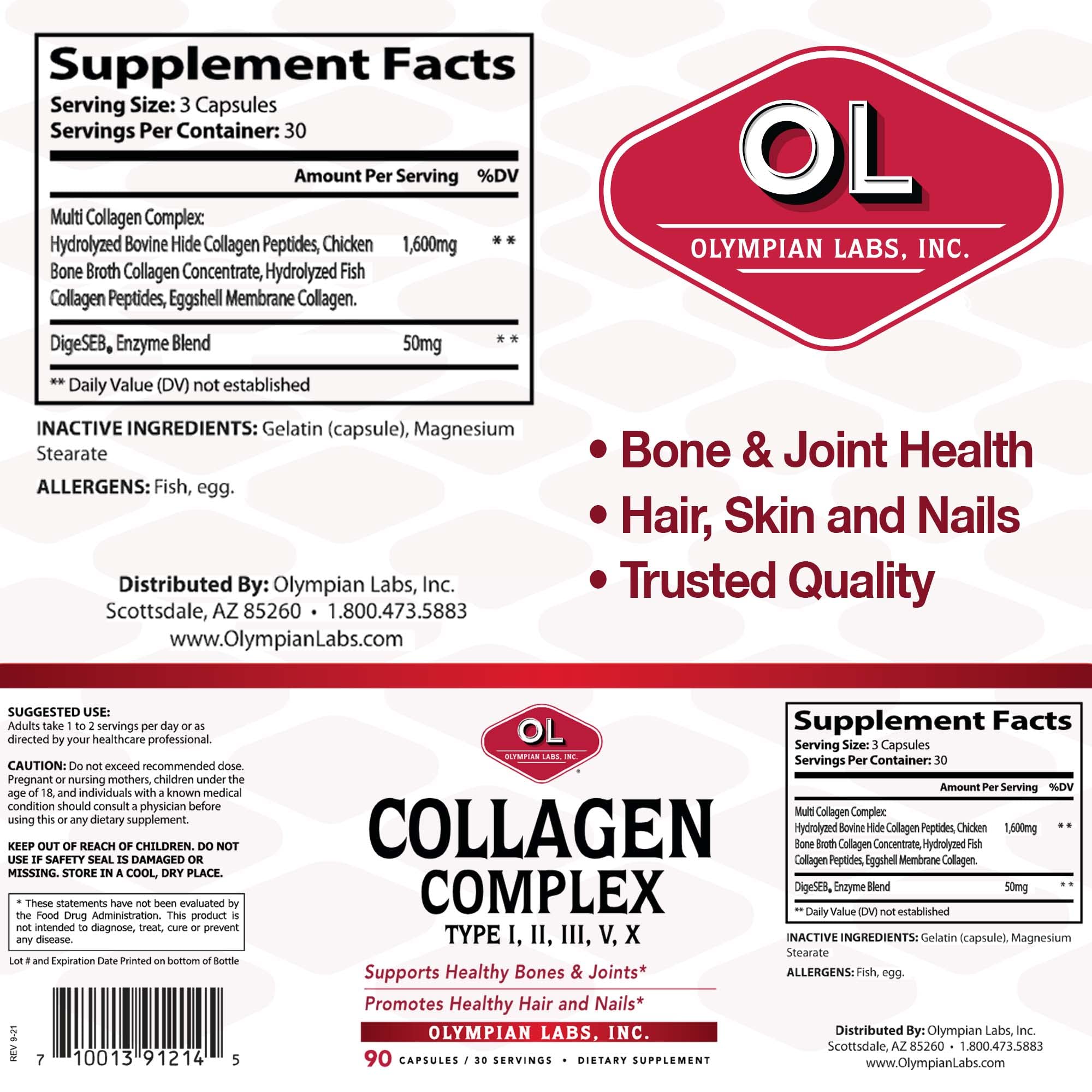 Foto 3 pulgar | Suplemento Olympian Labs Multi Collagen Complex 90 Cápsulas - Venta Internacional.