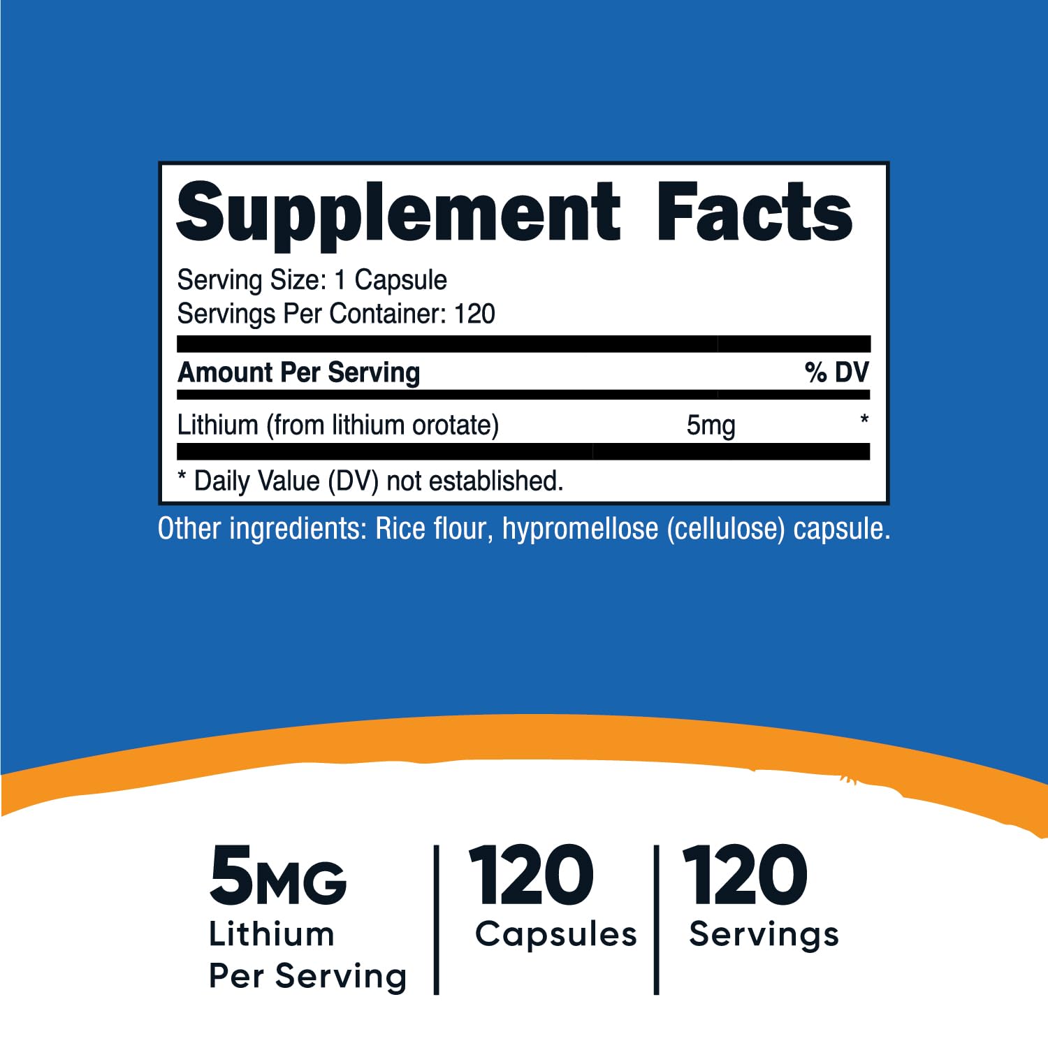 Foto 3 pulgar | Suplemento Nutricost De Orotato De Litio 5 Mg 120 Cápsulas - Venta Internacional.