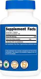 Foto 5 | Suplemento Nutricost De Orotato De Litio 5 Mg 120 Cápsulas - Venta Internacional.