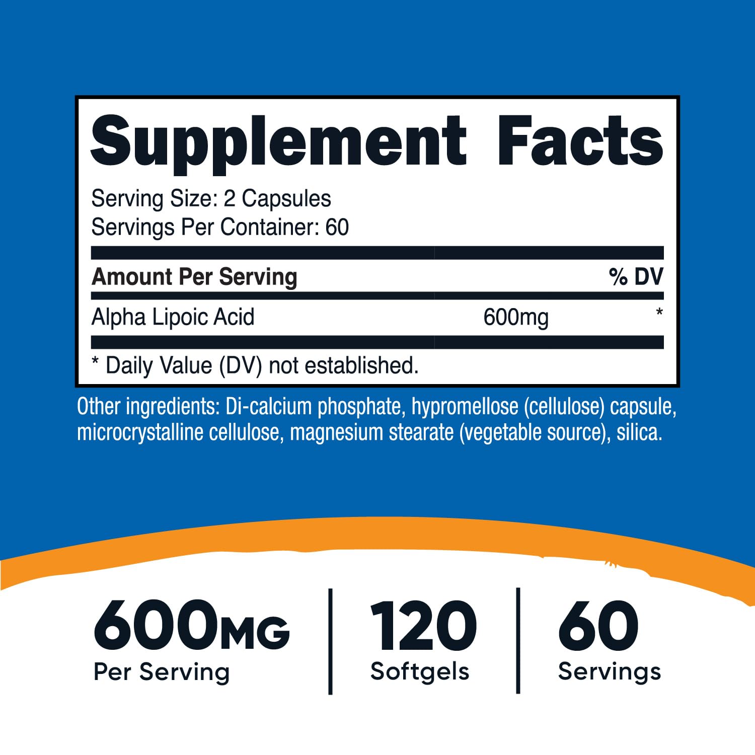 Foto 3 pulgar | Suplemento Nutricost De Ácido Alfa Lipoico 600 Mg 120 Cápsulas - Venta Internacional.