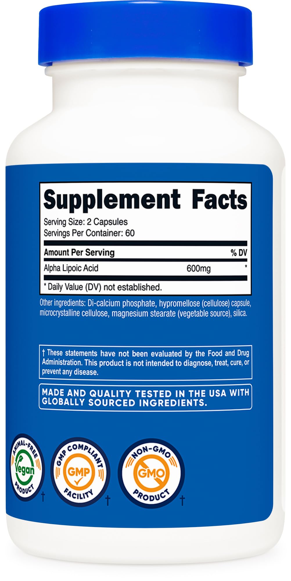 Foto 8 pulgar | Suplemento Nutricost De Ácido Alfa Lipoico 600 Mg 120 Cápsulas - Venta Internacional.