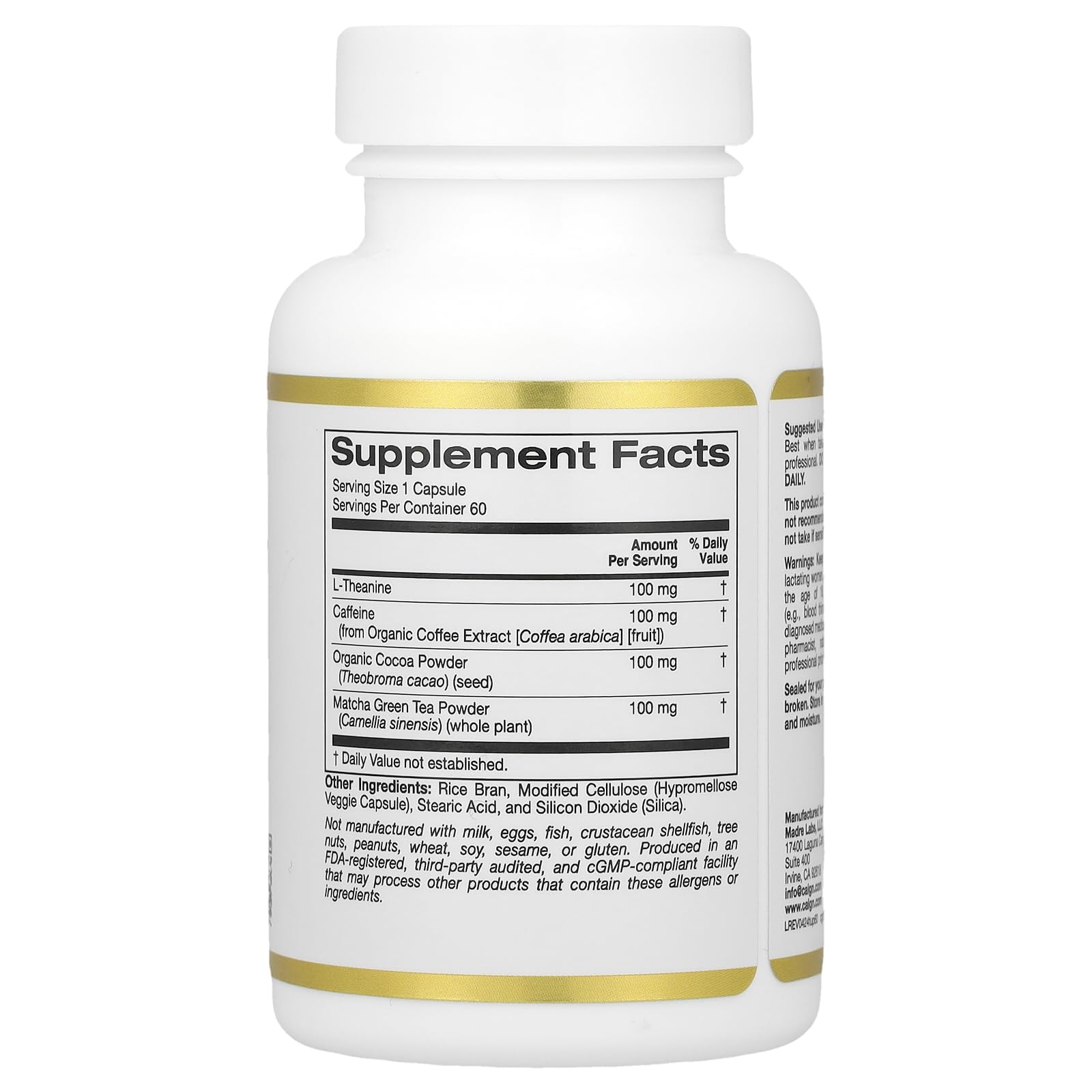Foto 3 pulgar | Suplemento California Gold Nutrition Theanineup 60 Cápsulas - Venta Internacional.