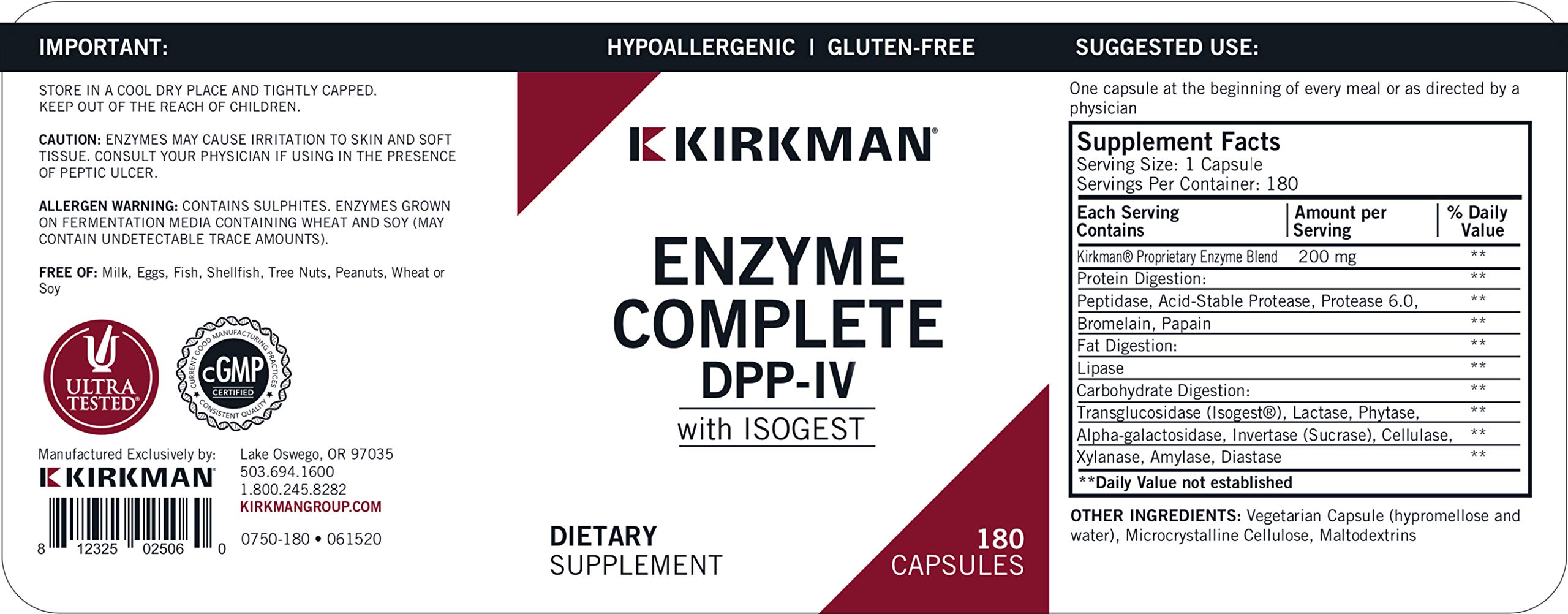 Foto 4 pulgar | Complemente Kirkman Enzym Complete/dpp-iv Con Isogest - Venta Internacional.