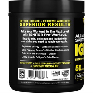Foto 2 | Suplemento Allmax Igniter Sport Pre-workout 330 G De Frambuesa Azul - Venta Internacional.