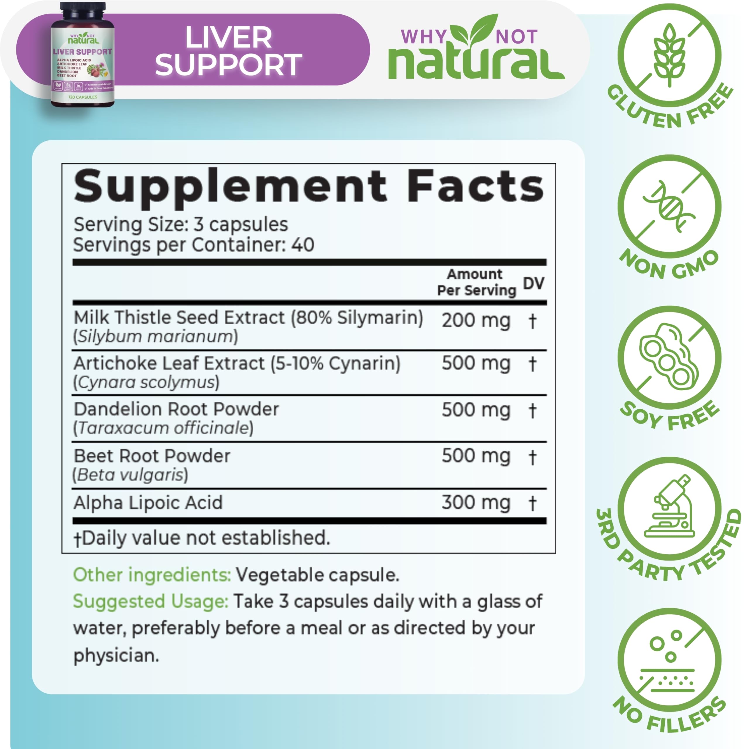 Foto 5 pulgar | Supplement Why Not Natural 5 En 1 Liver Health 120 Cápsulas - Venta Internacional.