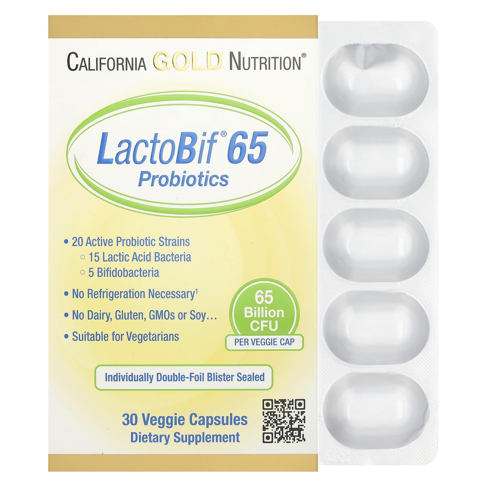 Foto 2 pulgar | Probióticos California Gold Nutrition Lactobif 65 65b Cfu - Venta Internacional.