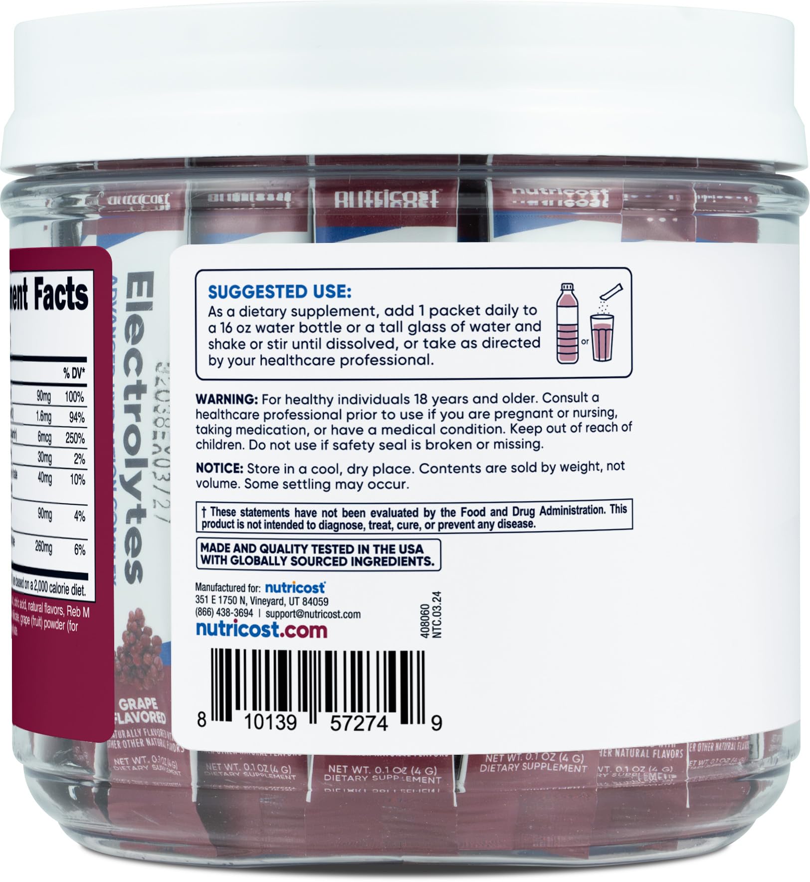 Foto 5 pulgar | Paquete De 40 Barras Nutricost Advanced Hydration Complex De Electrolytes Complex - Venta Internacional.